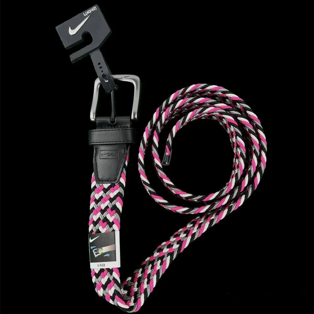 Nike Mens Golf Multi-Weave Stretch Woven G-Flex Belt Multicolor Pink Large 40/42
